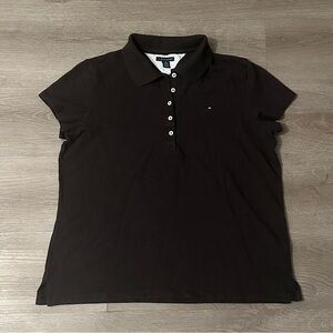 Tommy Hilfiger Slim Black Polo Neck T-Shirt Women Size XL